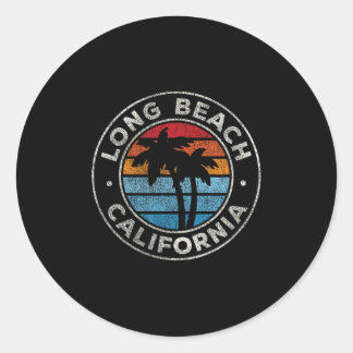 Long Beach California Ca Vintag Graphic Retro 70er Runder Aufkleber