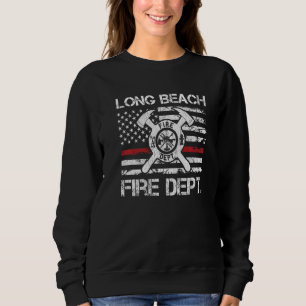 Long Beach California Fire Department Dünne Rote L Sweatshirt
