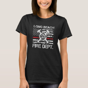 Long Beach California Fire Department Thin Red Lin T-Shirt