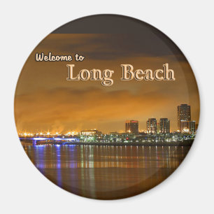 Long Beach California in der Nacht Magnet