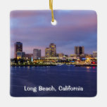 Long Beach California Keramikornament<br><div class="desc">Long Beach California in der Nacht vom Schiff der Königin Mary.</div>