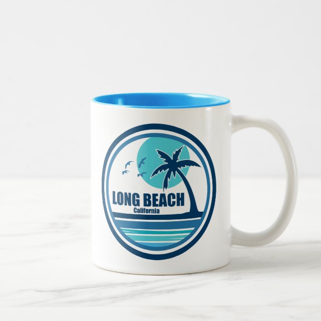 Long Beach California Palm Tree Birds Zweifarbige Tasse (Rechts)