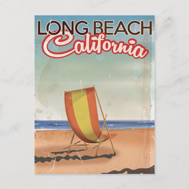 Long Beach California Reiseplakat Postkarte (Vorderseite)