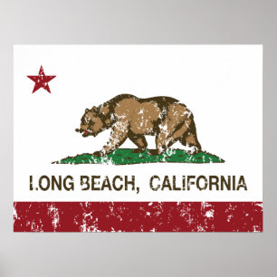 Long Beach California Republic Flag Poster