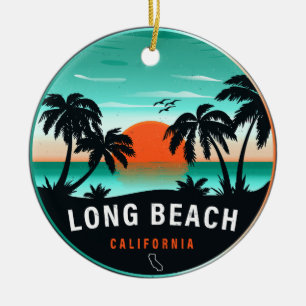 Long Beach California Retro Sunset Souvenirs 80er Keramik Ornament