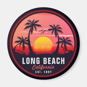 Long Beach California Retro Sunset Souvenirs 80er Magnet