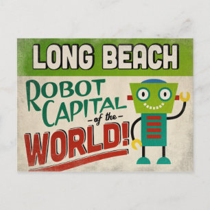 Long Beach California Robot - Funny Vintag Postkarte