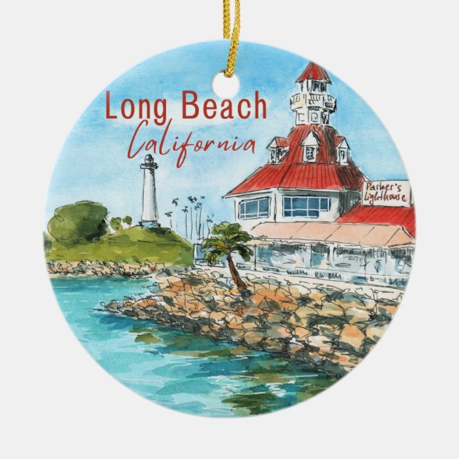 Long Beach California Schmuck Keramik Ornament (Vorne)