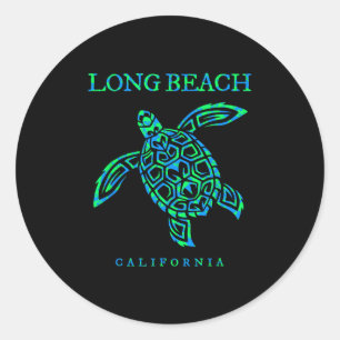 Long Beach California Sea Turtle Boys Girls Toddle Runder Aufkleber
