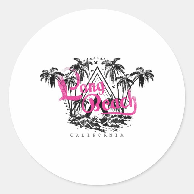 Long Beach California, USA Runder Aufkleber (Vorderseite)