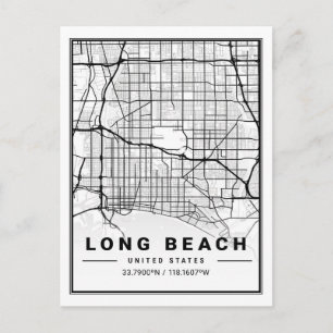 Long Beach California USA Travel City Map Postkarte