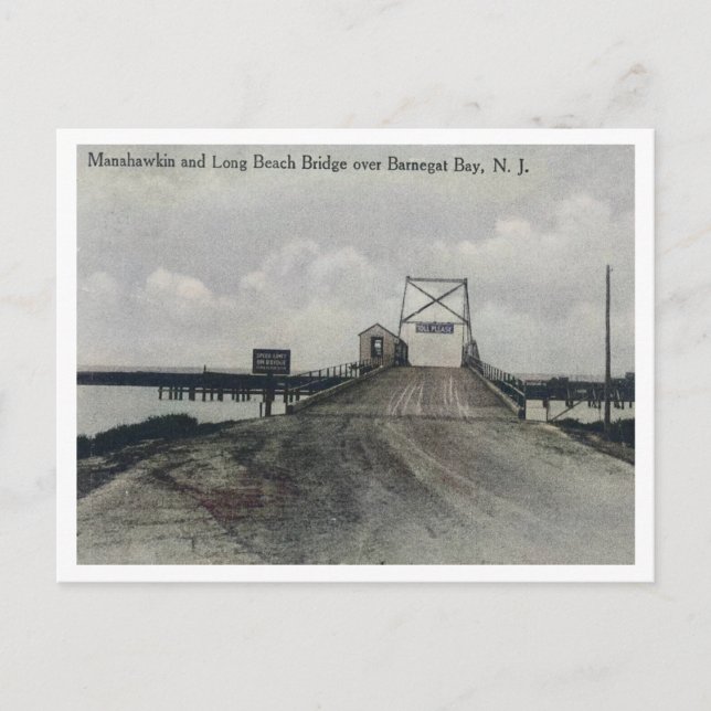 Long Beach Island LBI NJ Barnegat Bay Bridge 1910e Postkarte (Vorderseite)