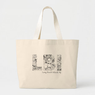 Long Beach Island NJ Illustration Strand-Tasche Jumbo Stoffbeutel