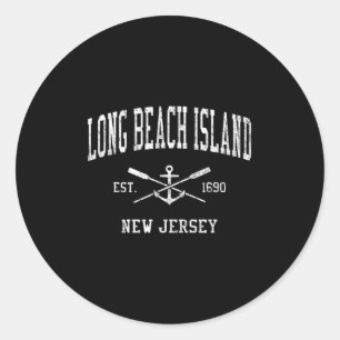 Long Beach Island Nj Vintage gekreuzte Ruder & Runder Aufkleber