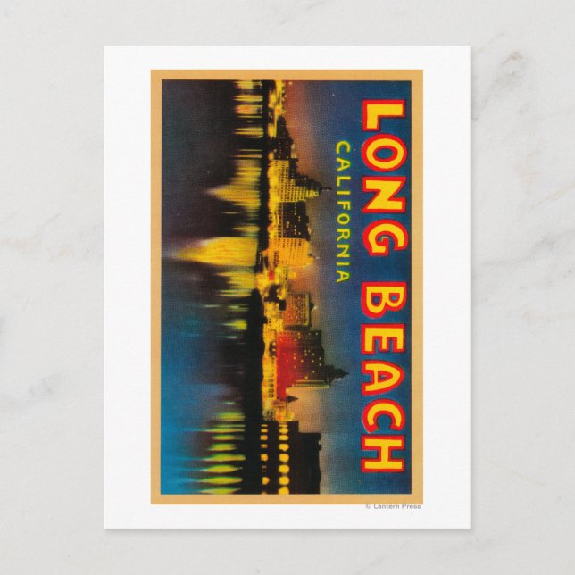 Long Beach, Kalifornien - Große Briefmarkenszenen Postkarte (Vorderseite)