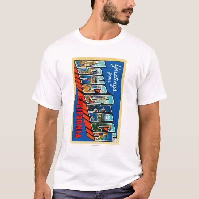 Long Beach, Kalifornien - große Buchstabe-Szenen 2 T-Shirt (Vorderseite)