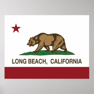 Long Beach Kalifornien Republik-Flagge Poster