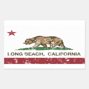 Long Beach Kalifornien Republik-Flagge Rechteckiger Aufkleber