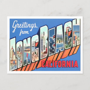 Long Beach, Kalifornien Vintage Große Buchstaben Postkarte