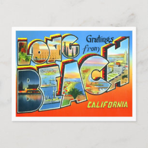 Long Beach, Kalifornien Vintage Große Buchstaben Postkarte