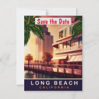 Long Beach, Kalifornien, Vintage Postkarte,
