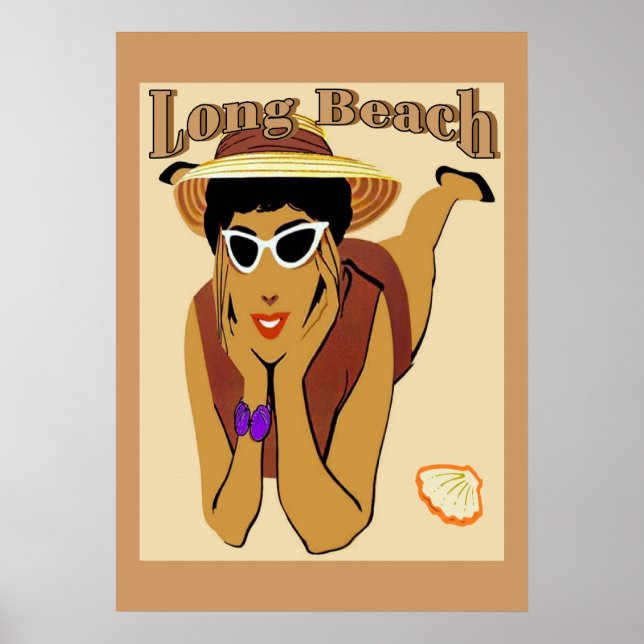 Long Beach, Lady on Beach Poster (Vorne)