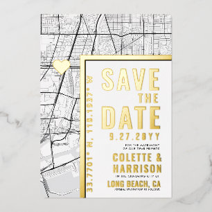 Long Beach Love Locator Hochzeits-Einladung zur Folieneinladung