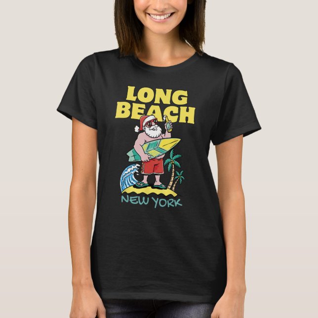 LONG BEACH NEW YORK Weihnachten Surfen T-Shirt (Vorderseite)