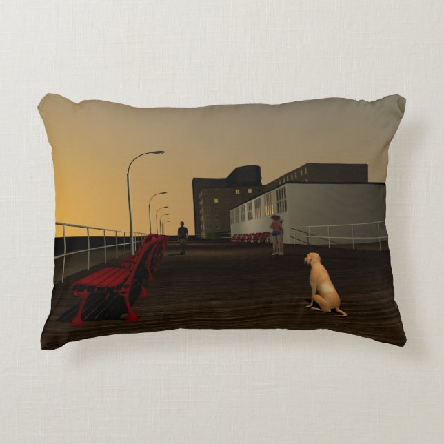 Long Beach Promenade, Long Island, NY, Dekokissen (Vorderseite)