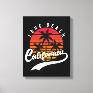 Long Beach Retro Sunset Canvas Print Leinwanddruck