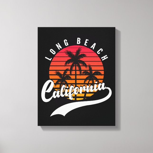 Long Beach Retro Sunset Canvas Print Leinwanddruck (Vorderseite)