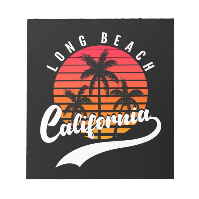 Long Beach Retro Sunset Notepad Notizblock (Vorderseite)