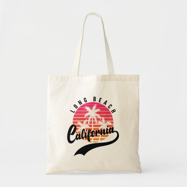 Long Beach Retro Sunset Tote Bag Tragetasche (Vorne)
