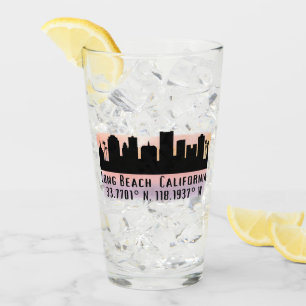 Long Beach Skyline Breite und Länge Pint Glas