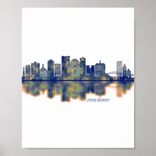 Long Beach Skyline Poster