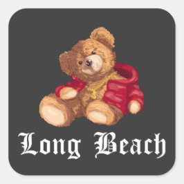 Long Beach Teddy Urban Streetwear Quadratischer Aufkleber