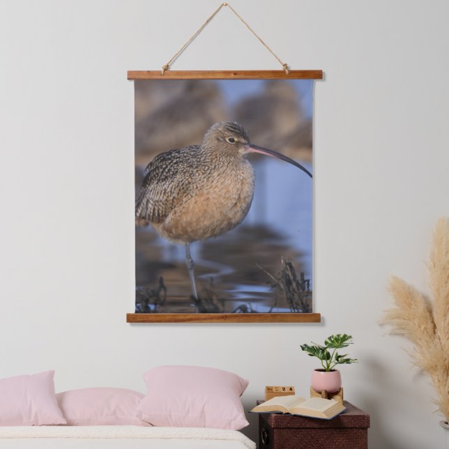 Long Billed Curlew Wandteppich Mit Holzrahmen (Schlafzimmer)