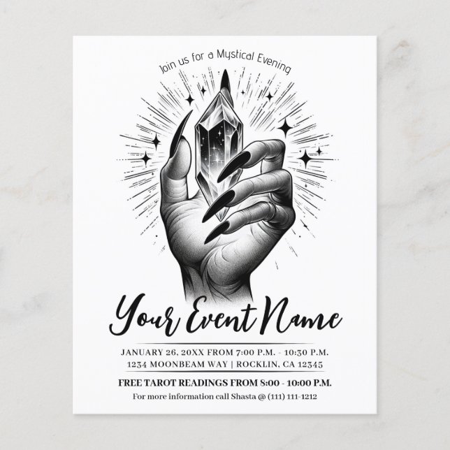 Long Black Nails Kristallenergie Magie Vintag Flyer (Vorne)