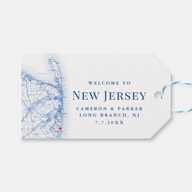 Long Branch New Jersey Karte Elegant Wedding Favor Geschenkanhänger (Vorderseite (Horizontal))