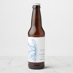 Long Branch New Jersey Karte Elegante Wedding Bierflaschenetikett