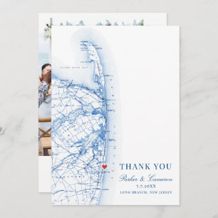 Long Branch New Jersey Map Wedding Foto Flat Dankeskarte