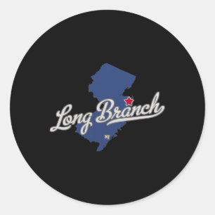 Long Branch New Jersey Nj Karte Runder Aufkleber