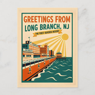 Long Branch NJ Retro Art Whimsical Postkarte