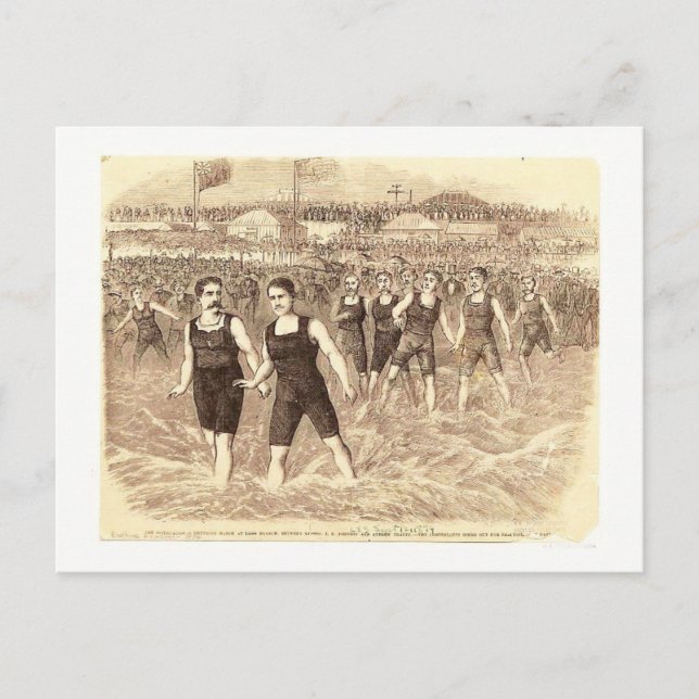 Long Branch NJ, Schwimmmatch 1874 Postkarte (Vorderseite)