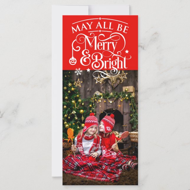 Long Christmas Foto Card Red Thema (Vorderseite)