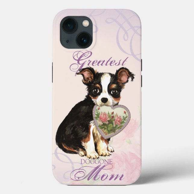 Long Coat Chihuahua Herz Mama Case-Mate iPhone Hülle (Rückseite)