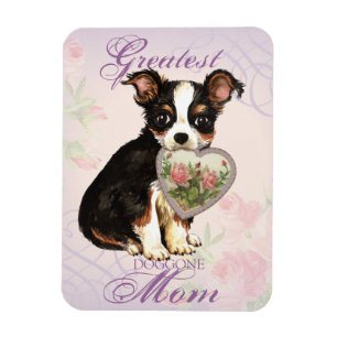 Long Coat Chihuahua Herz Mama Magnet