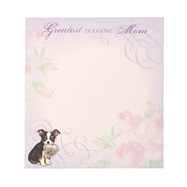 Long Coat Chihuahua Herz Mama Notizblock (Vorderseite)