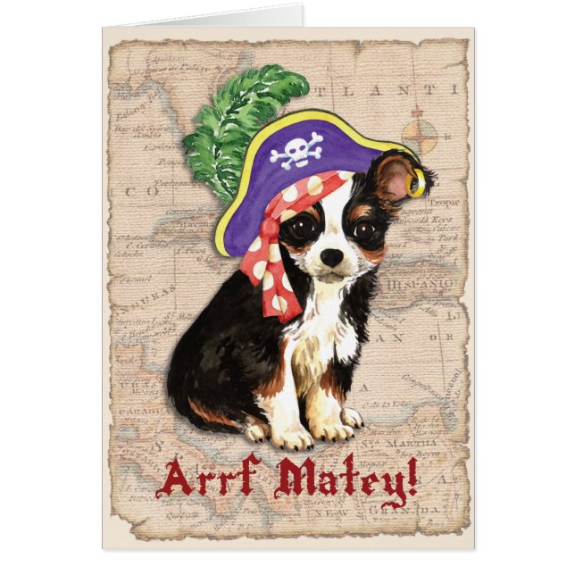 Long Coat Chihuahua Pirate Card (Vorne)