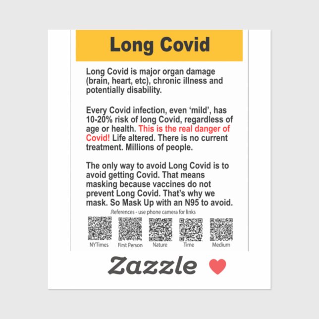 Long Covid Info Vinyl Aufkleber (Blatt)
